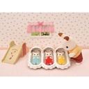 Sylvanian Families - Les triplés lapin chocolat et accessoires de puériculture