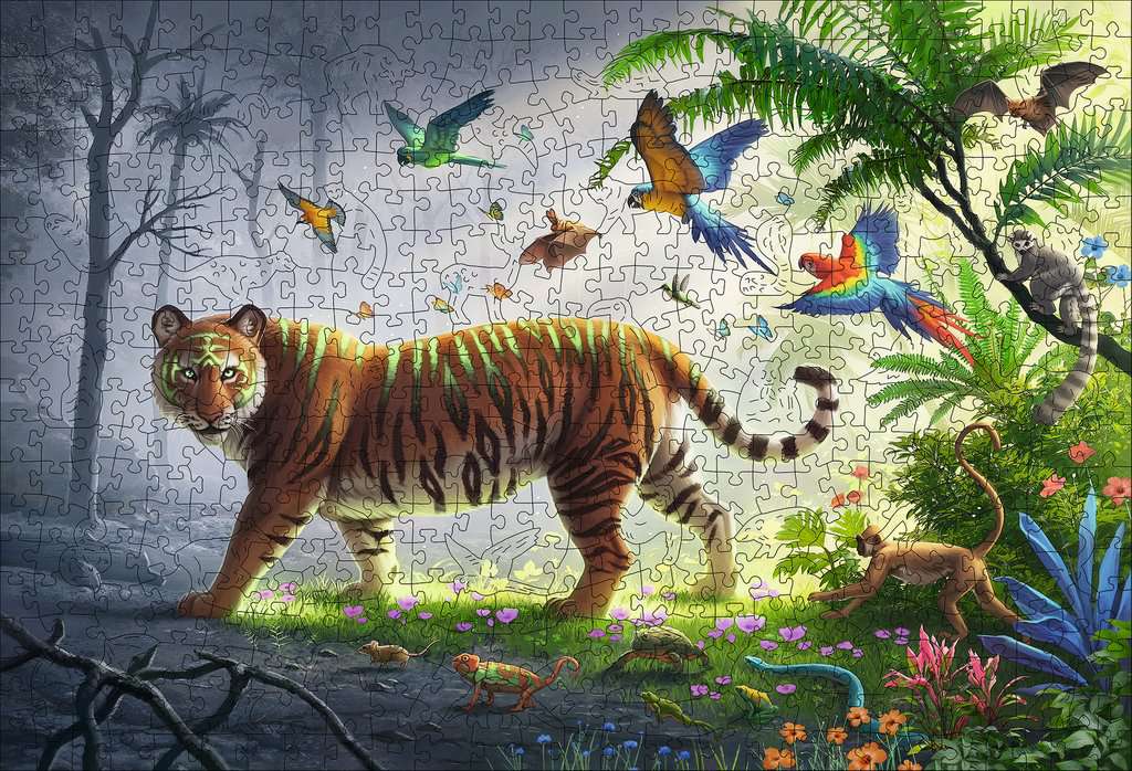 Puzzle Bois Rectangle Tigre 500 pièces