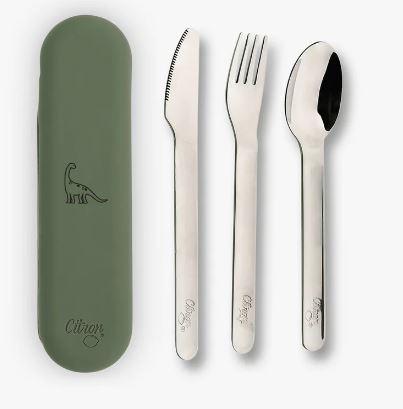 Citron - Ensemble de Couverts avec Boîte en Silicone Green
