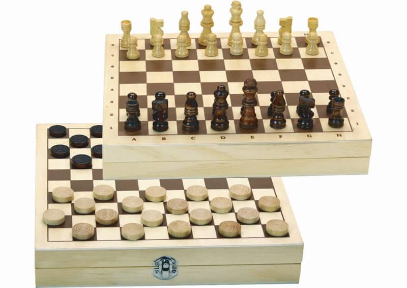 Dames et échecs, coffret réversible