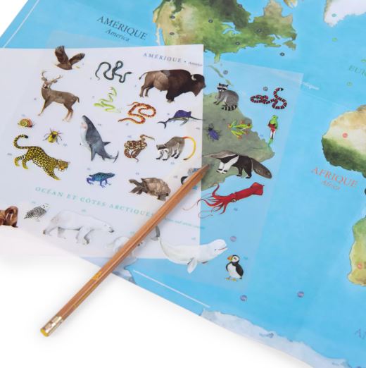 Mappemonde Décalcomanies Les animaux du monde