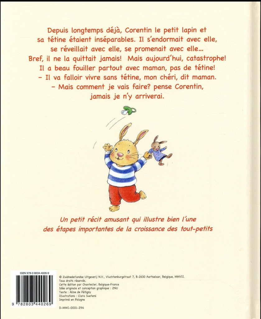 Les histoires de Corentin - Adieu, tétine!  - C.Suetens / A.De Pétigny