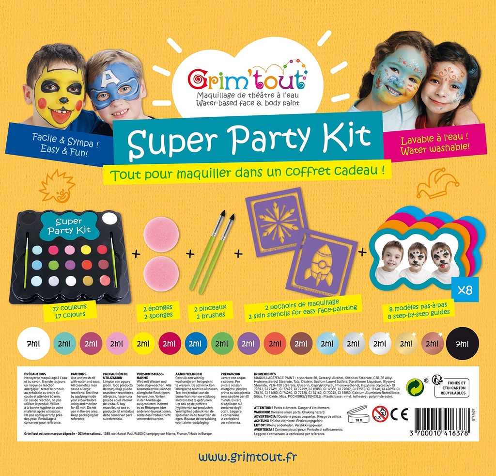 Grim'tout Palette Super party kit 17 couleurs