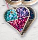 Coffret bois coeur - Perles bois multiformes 500 pcs