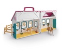 Schleich Horse Club Open Stable Litte Horseshoe 60 Piece Playset with Haflinger Mare and Foal for Children Ages 5+