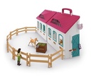 Schleich Horse Club Open Stable Litte Horseshoe 60 Piece Playset with Haflinger Mare and Foal for Children Ages 5+