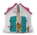 Schleich Horse Club Open Stable Litte Horseshoe 60 Piece Playset with Haflinger Mare and Foal for Children Ages 5+