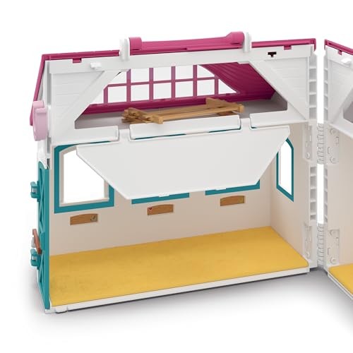 Schleich Horse Club Open Stable Litte Horseshoe 60 Piece Playset with Haflinger Mare and Foal for Children Ages 5+