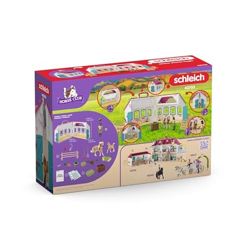 Schleich Horse Club Open Stable Litte Horseshoe 60 Piece Playset with Haflinger Mare and Foal for Children Ages 5+