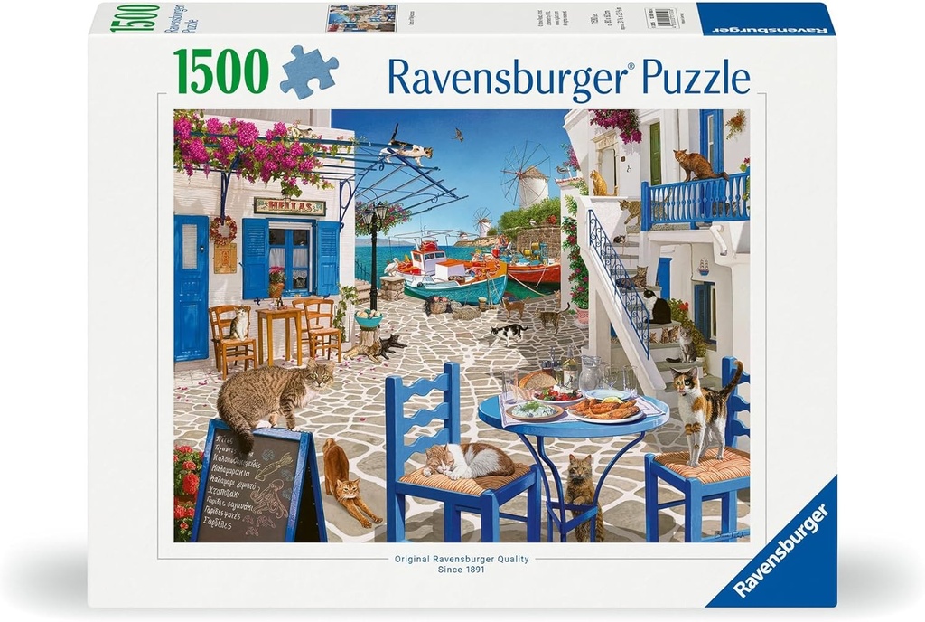 Ravensburger Cats of Mykonos 1500 Stukjes Puzzel   Geweldige Groepsactiviteit   Gerenommeerd Merk   FSC-gecertificeerd Materiaal