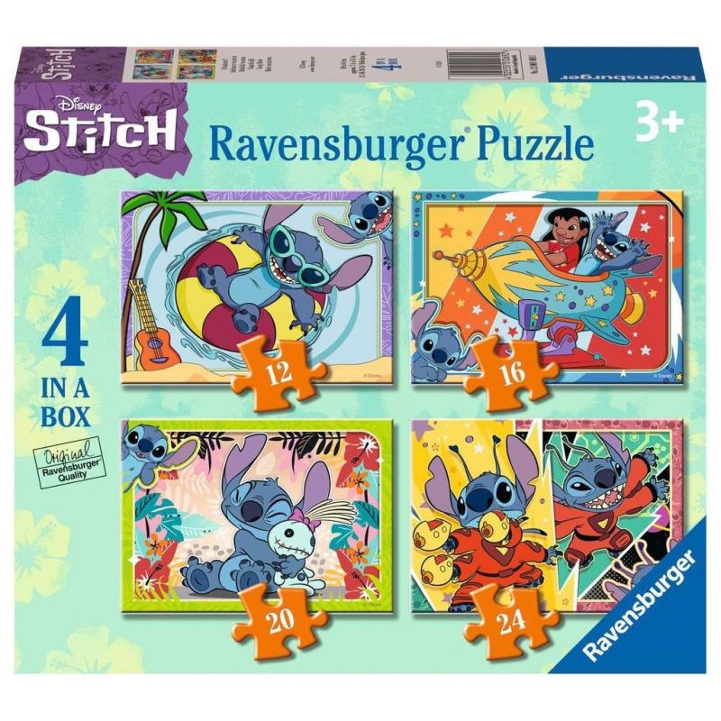 Ravensburger Disney Stitch Jigsaw Puzzles 4 in a Box (12, 16, 20, 24 Pieces)