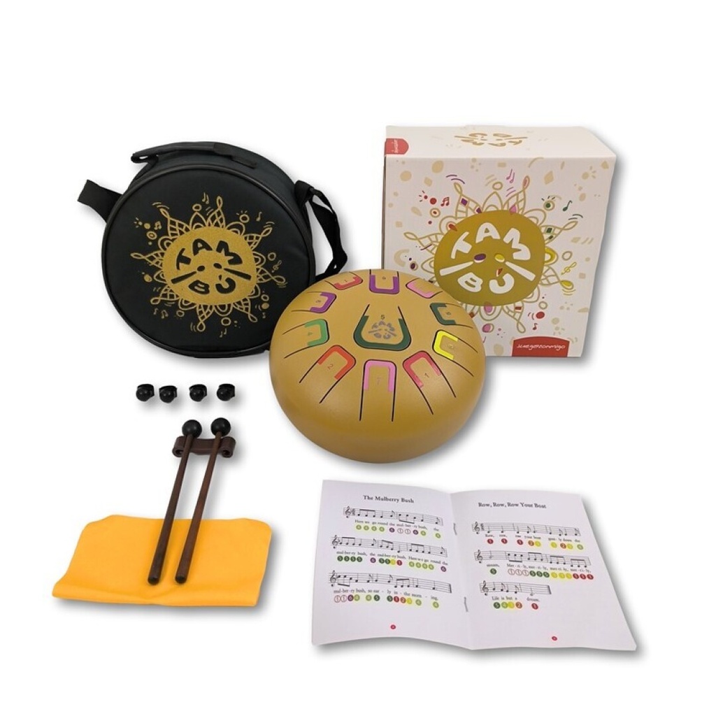Tambour de langue TAMBU doré en acier 8 pouces,11 notes
