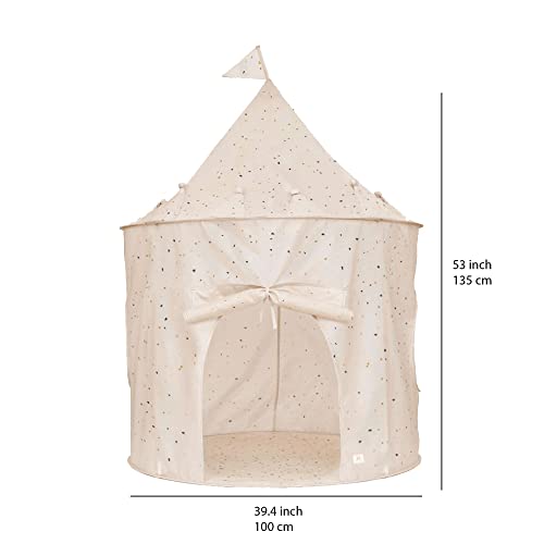 3 Sprouts Kids Play Tent Playhouse Castle with Recycled Fabric for Indoor and Outdoor Games in Terrazzo Beige