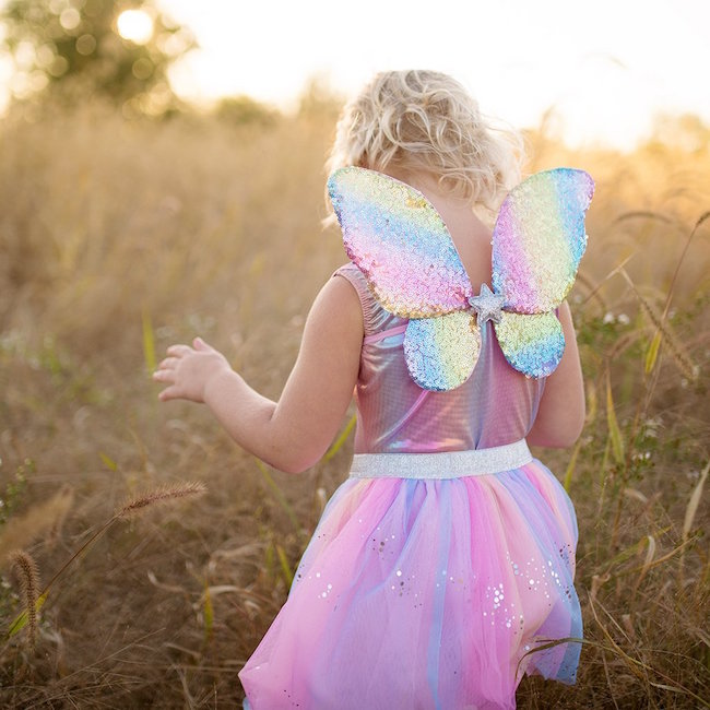 Great Pretenders Rainbow Sequins Skirt with Wings & Wand