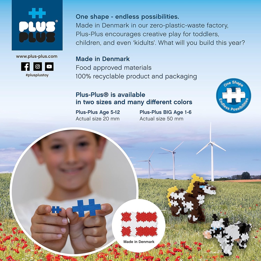 Plus-Plus Dragon - 100 Pieces - Creative Play Building Blocks Building Developing Toys for Kids STEM STEAM Produced in Denmark