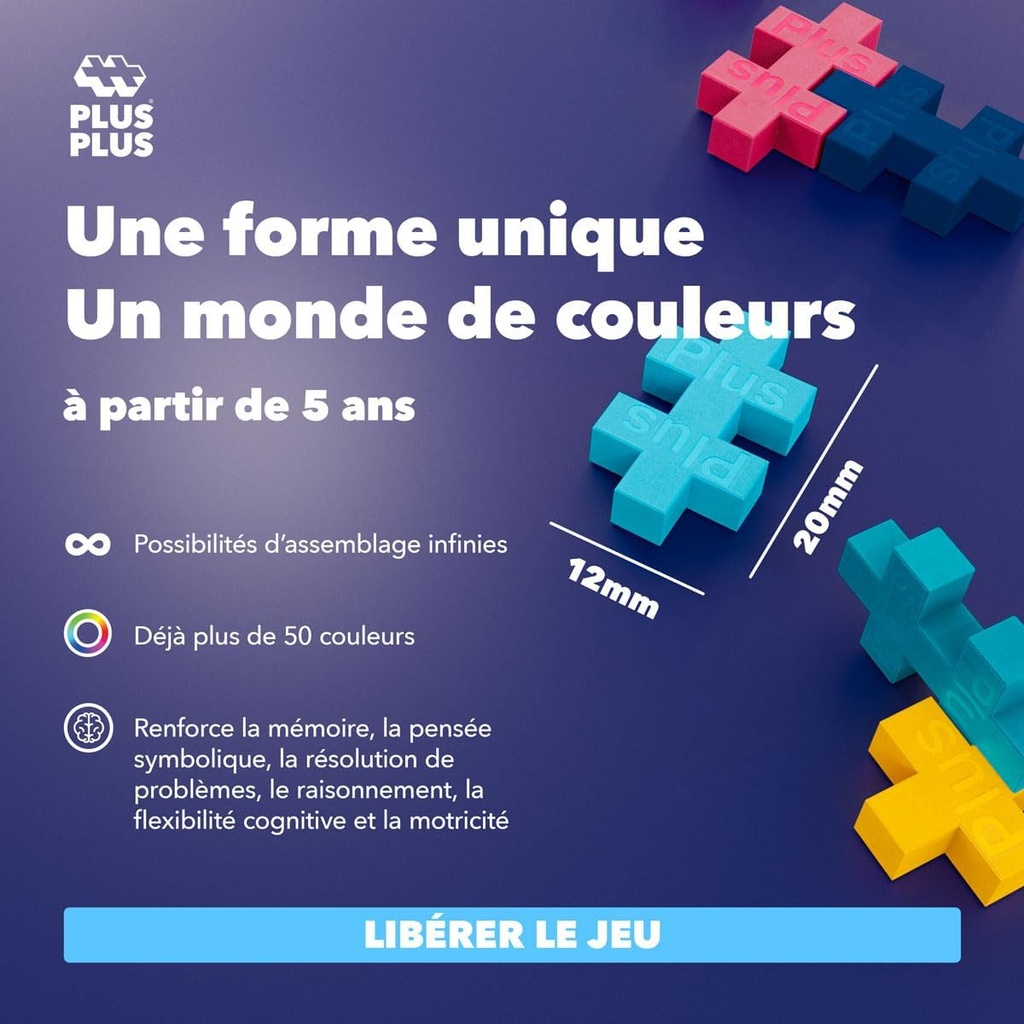 PLUS PLUS Building Blocks Toy - 100 Pc Kids Construction Toys Creative Learning Resources and STEM Play for Home and Travel - Girls and Boys Toys Age