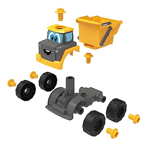 John Deere Kids Build-a-Buddy Yellow Dump Truck - 13 Piece Take Apart Toy Truck with Battery Powered Drill - Childs Farm Toy Cars - Educational STEAM