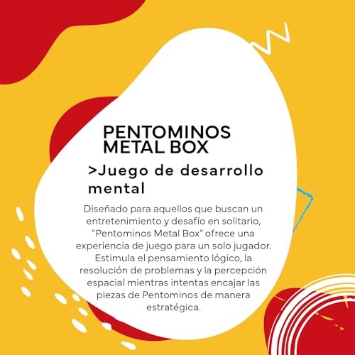 Cayro - Pentominos Metal Box - Identical Squares Figures - Create Unique Structures - 1 Player