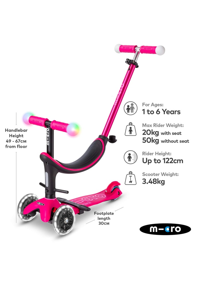 Mini Micro Deluxe Magic Led 1an-6ans Rose