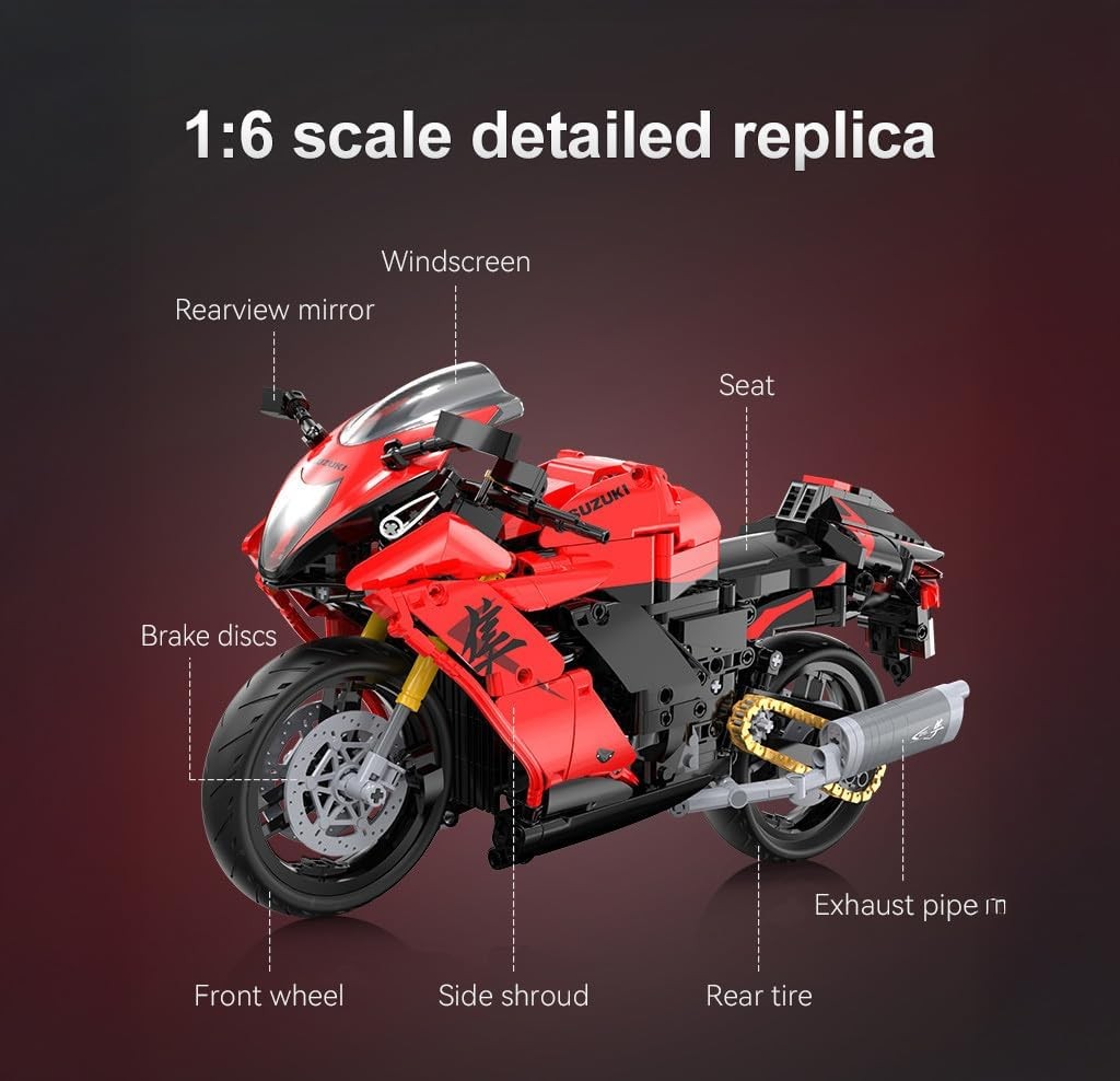 CaDA Suzuki Hayabusa Motorbike 1:6 Brick Model 1043pcs C64051W
