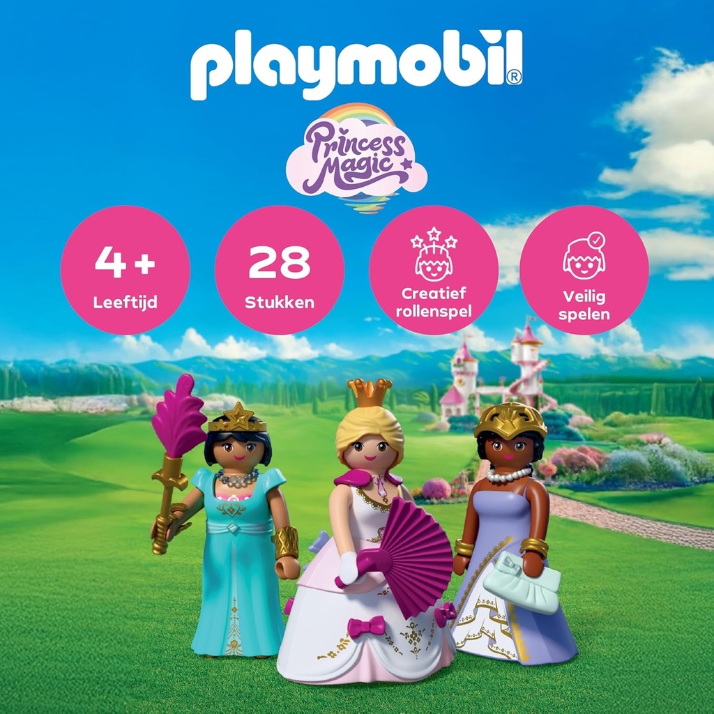 PLAYMOBIL   Princess   Drie Prinsessen   3 Figuren Met Verschillende Kleding En Accessoires   Stimuleert Creativiteit   Prinsessenspeelgoed Voor Kinde