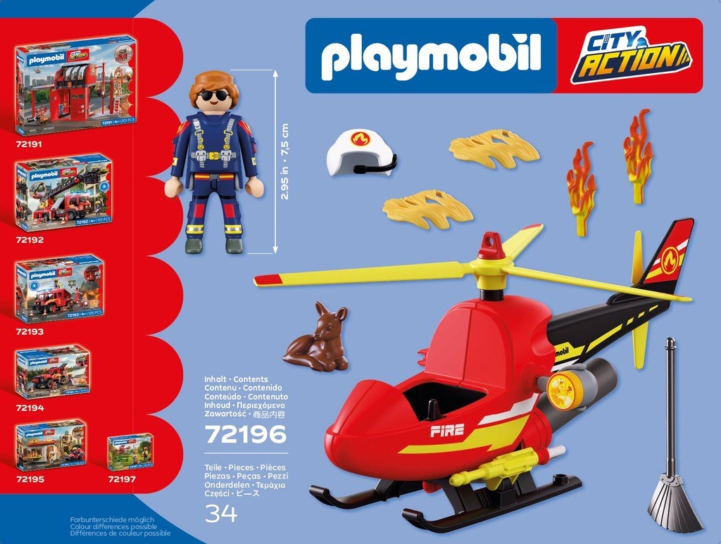 Playmobil Konstruktions-Spielset "Feuerwehr-Helikopter (72196), City Action" Made in Europe