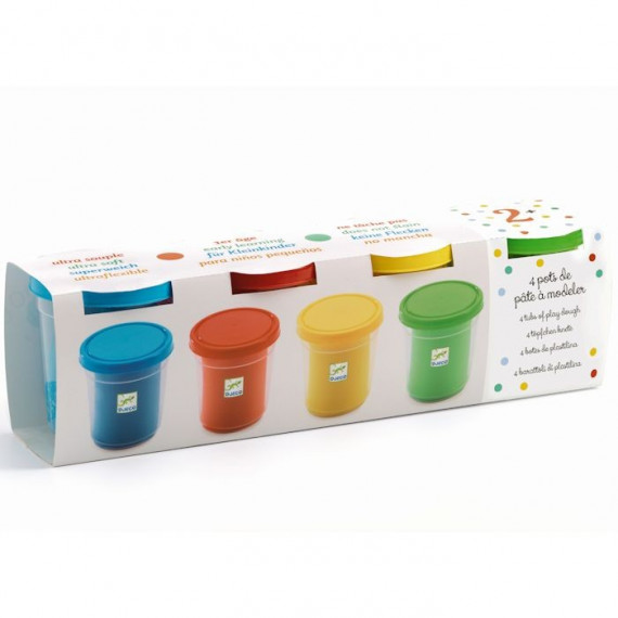 Pâte à Modeler 4 pots Rouge-Jaune-Bleu-Vert