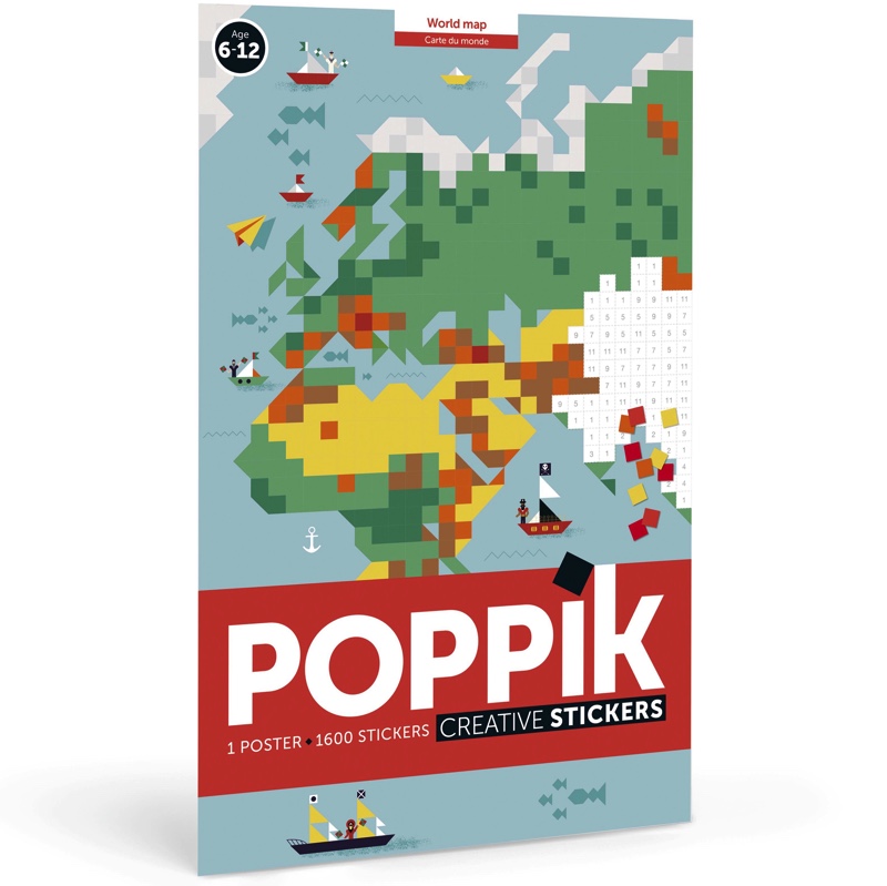 Poppik - Poster Carte du Monde 1600 Stickers