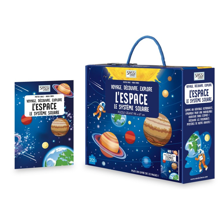 Puzzle ovale 205 pcs+ livre L'espace le système solaire