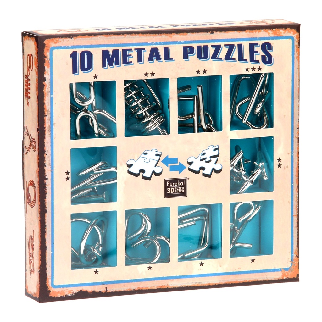 10 metal puzzle bleu