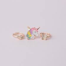 Bagues licorne coeur étoile papillon