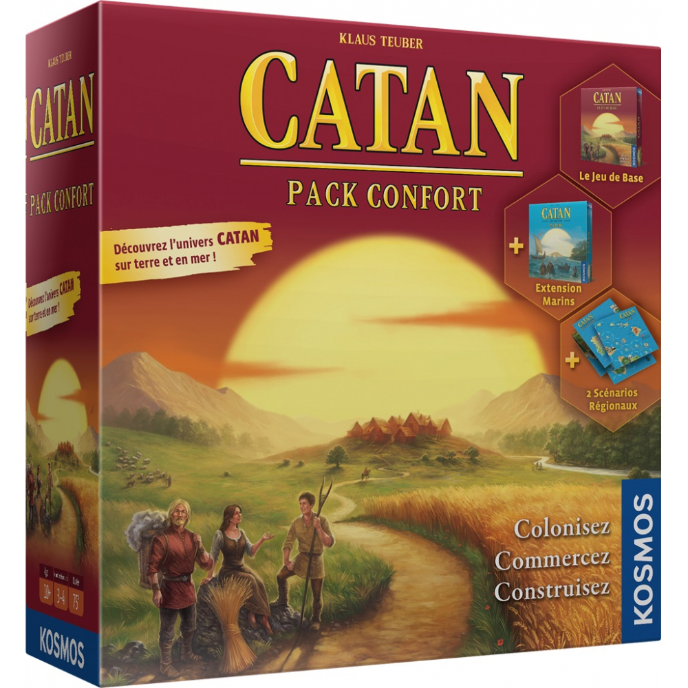 Catan pack confort (Jeu de base + Extension Marins + 2 Scénarios Régoniaux