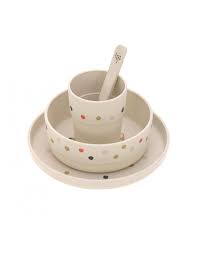Coffret repas Little Mateys orange épicé (assiette,bol,tasse,cuillère)