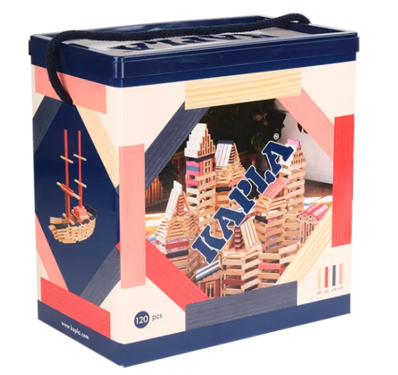 Kapla - Baril 90 pièces Classiques + 30 Couleurs (rouge rose bleu)