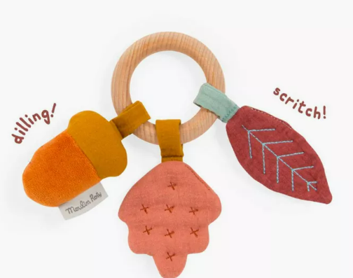 Hochet anneau bois chêne - Après la pluie