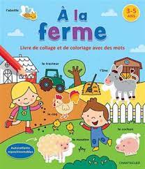 Livre de collage et de coloriage avec des mots 3-5 ans - à la ferme