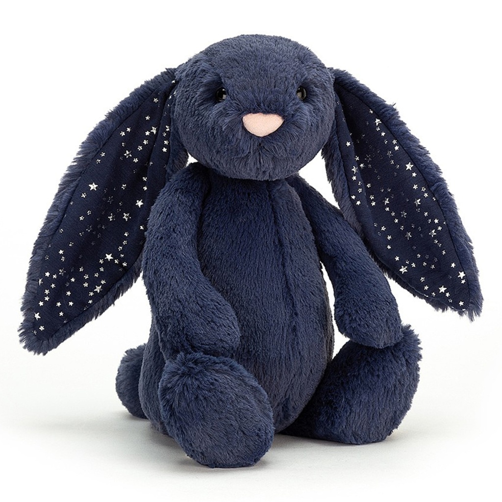 Lapin medium Bashful Stardust Bunny - Douceur céleste (Bleu foncé, oreilles étoilées)