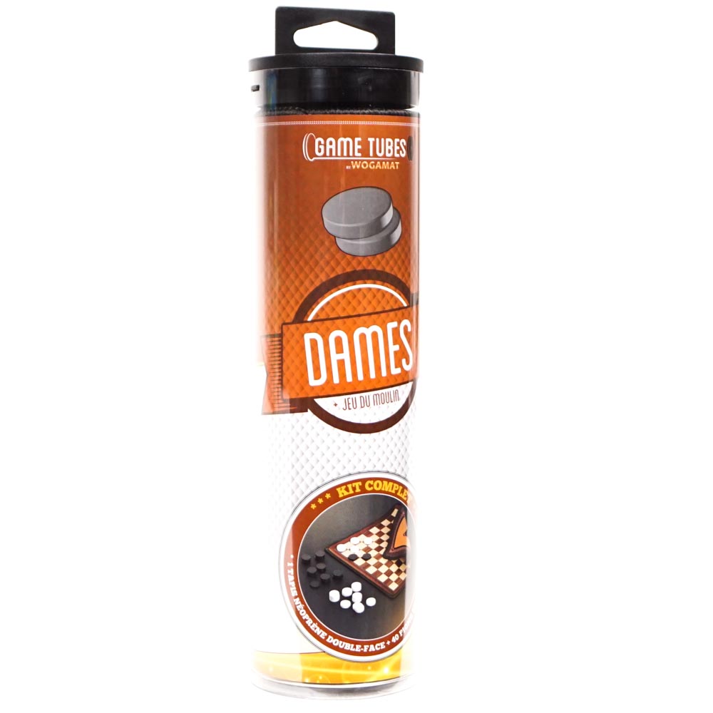 Game tubes - Dames Tapis Néoprène Double-Face + 40 Pions en Bois