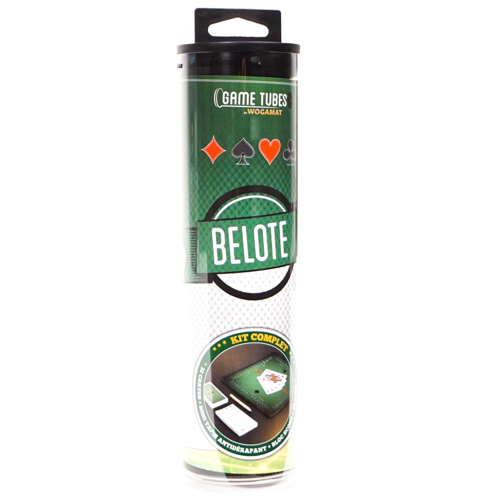 Game tubes - Belote Mini Tapis Antidérapant + 32 Cartes