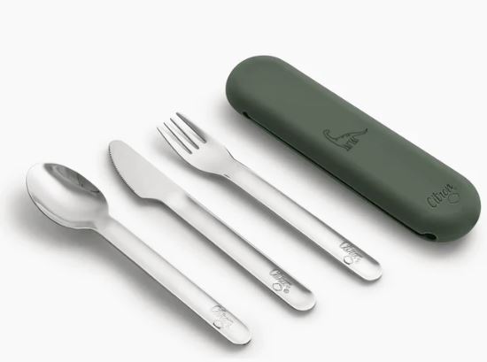Citron - Ensemble de Couverts avec Boîte en Silicone Green