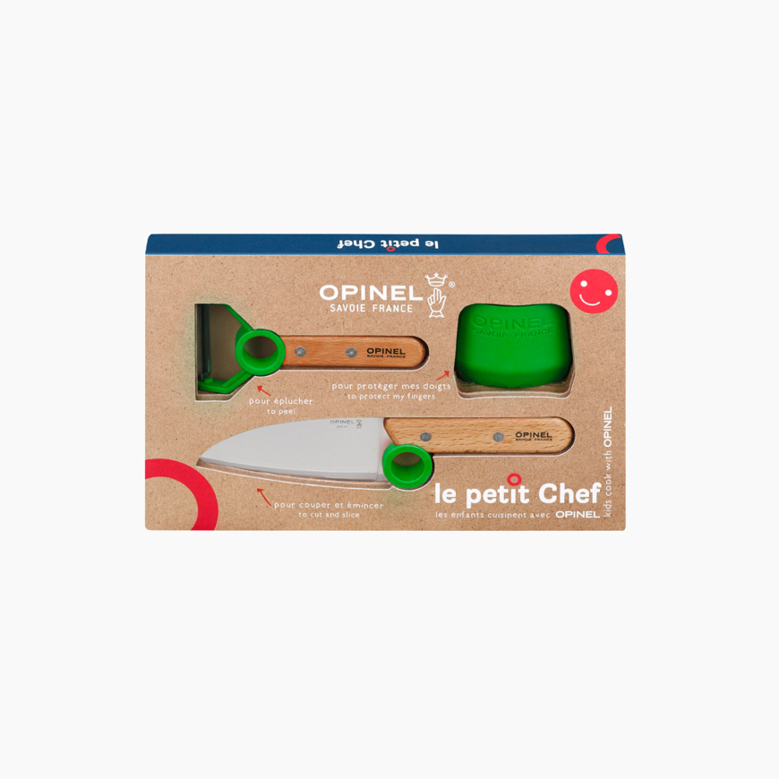 Set cuisine enfants 3 pcs opinel Le petit chef version VERT
