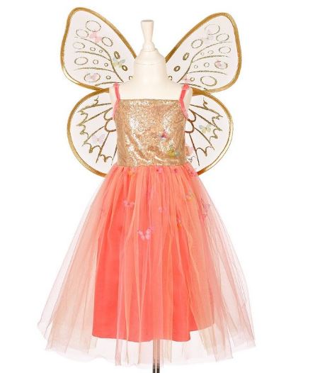 Robe rose papillon Joanna + ailes 5-7 ans