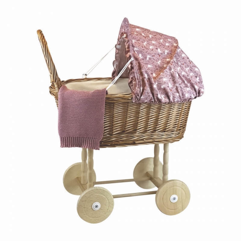 Landau en osier rose lapin
