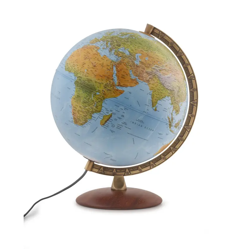 Globe lumineux 30cm Astra Luxus Capitales et frontières (pied bois).