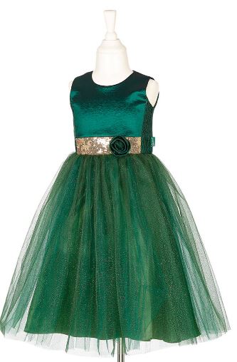 Luisa - Robe verte pailletée - 3/4ans