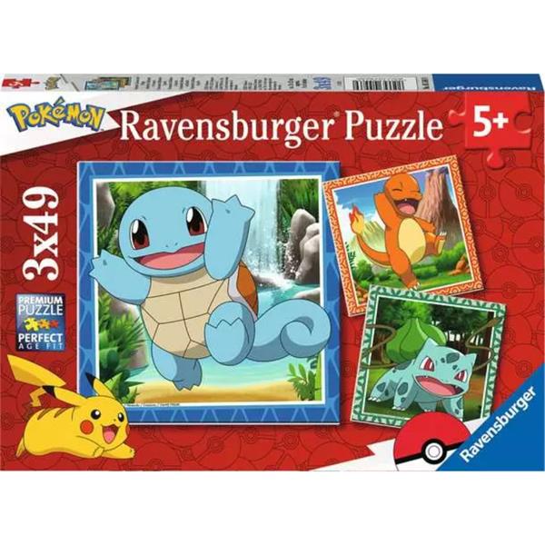 Puzzle Salamèche Carapuce Bulbizarre 3x49 pcs