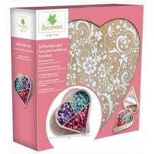 Coffret bois coeur - Perles bois multiformes 500 pcs