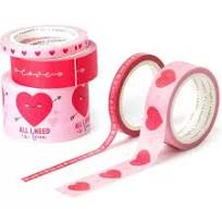 Set de 5 rubans adhésifs en papier Coeur