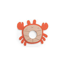 Anneau de dentition bois et silicone crabe