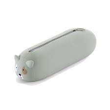 Trousse en silicone chien gris